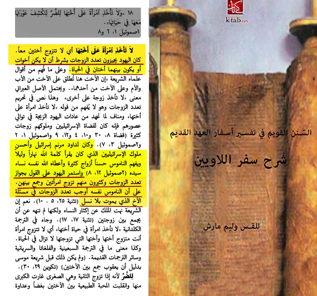 Reverend William Marsh's commentary on Leviticus confirming God gave David his master's wives
