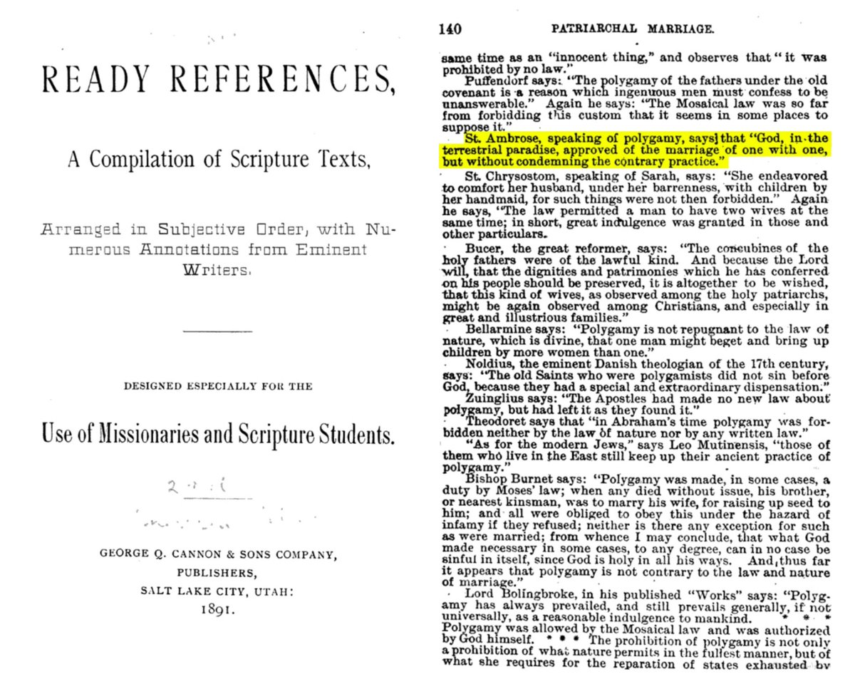 Saint Ambrose's statement that God did not condemn polygamy, indicating divine approval