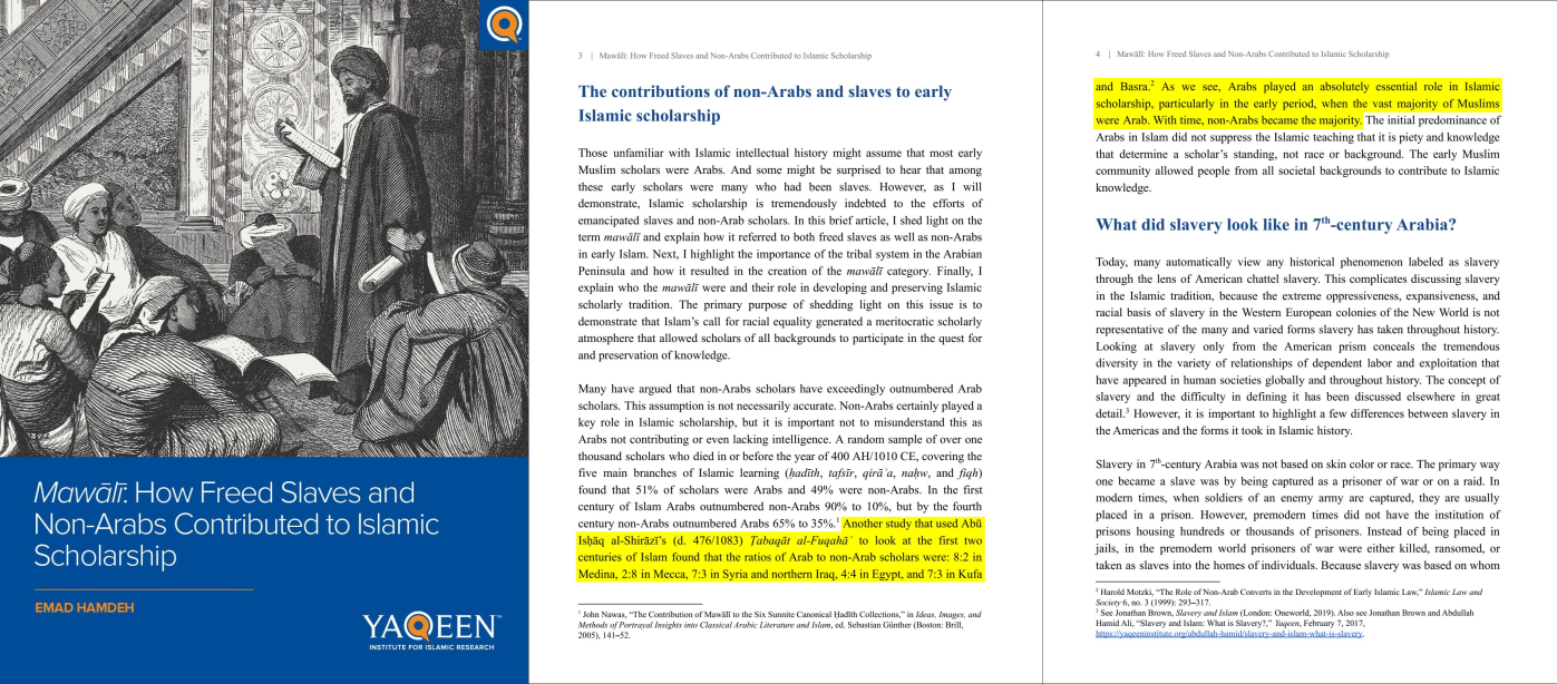 a documented response to the myth that most scholars of islamic civilization were non arabs 17