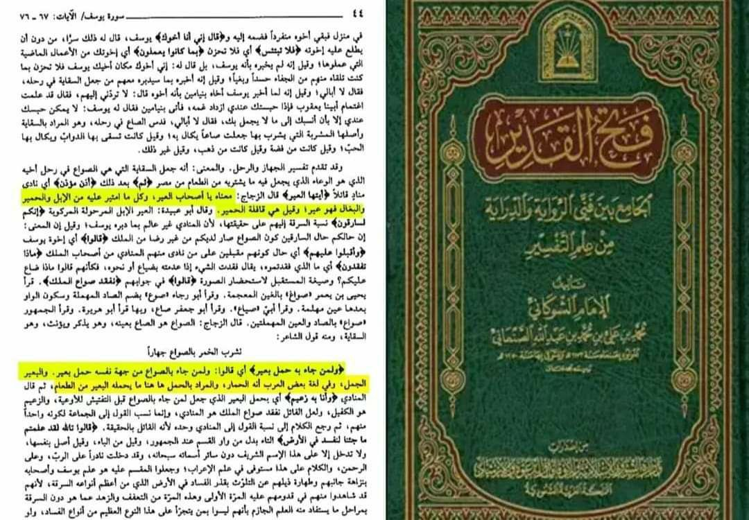 Fath al-Qadir by Al-Shawkani — defining al-'aeer as any caravan of camels, donkeys, or mules, and recording the dialectal variant that al-ba'eer means a donkey in certain Arab tribes
