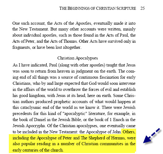 Bart Ehrman — Apocalypse of Peter and Shepherd of Hermas read in early communities