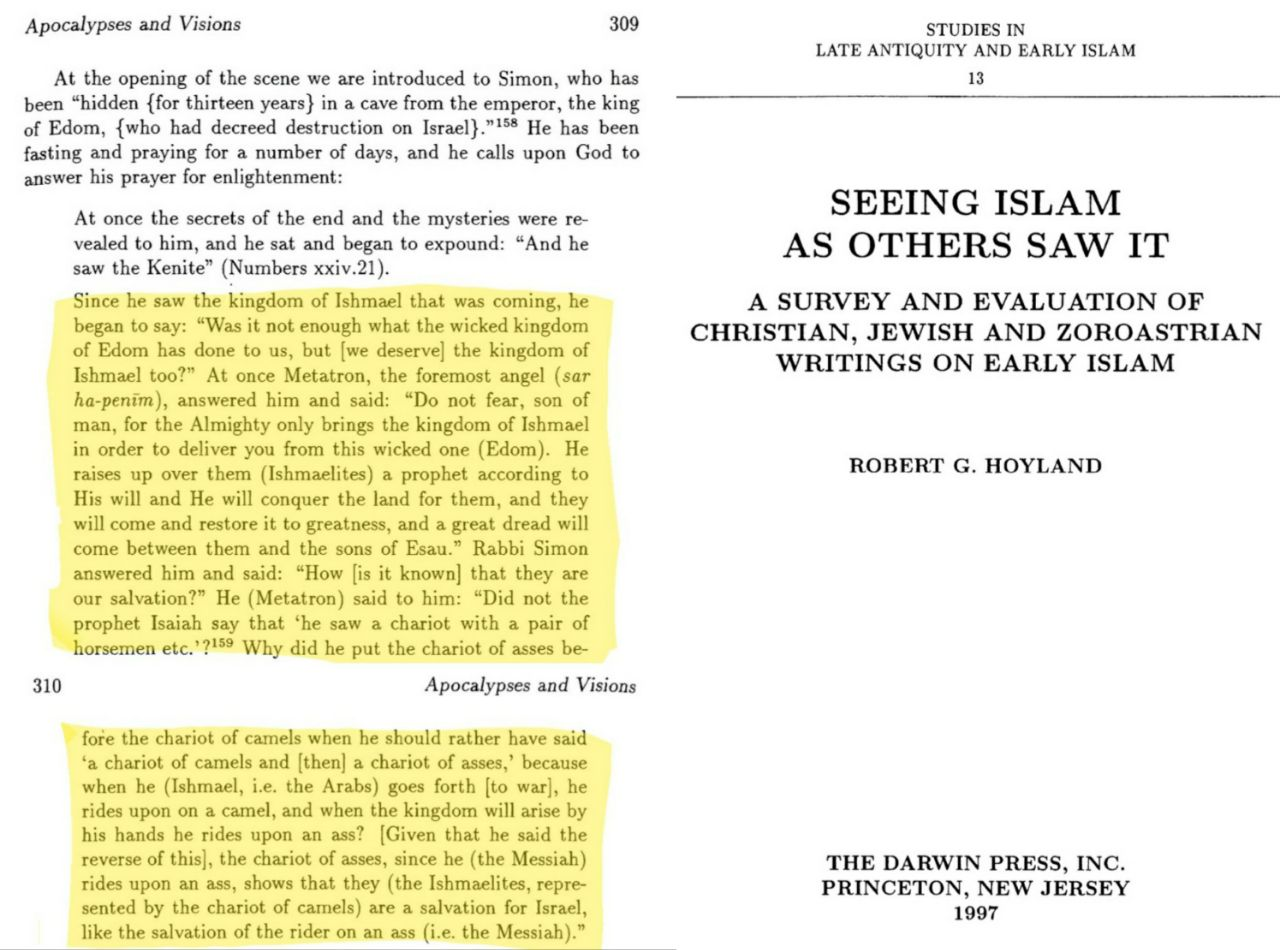 Hoyland — pp. 309–310 (1997 edition) — Jewish prophecy of Muslim liberation