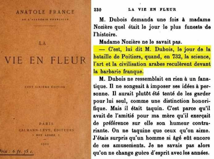 Anatole France on the Battle of Tours as the retreat of Arab civilization