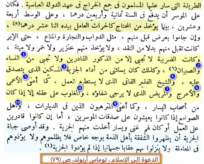 T.W. Arnold — The Call to Islam on jizya exemptions