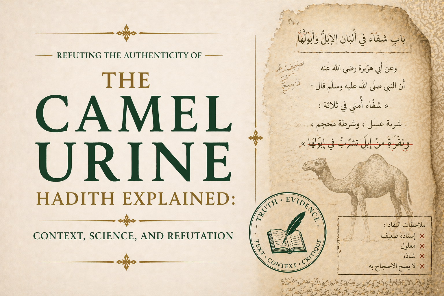 Featured image for post: The Camel Urine Hadith Explained: Context, Science, and Refutation