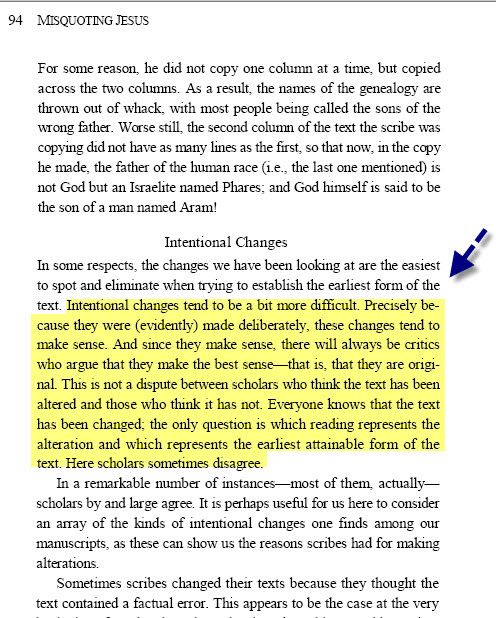 Bart Ehrman — everyone knows the text has been tampered with