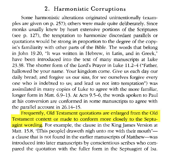 Metzger — NT quotations extended to harmonize with Septuagint
