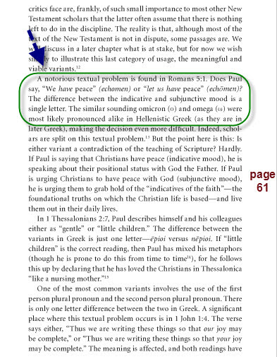 Reinventing Jesus — Romans 5:1 one-letter difference changes meaning