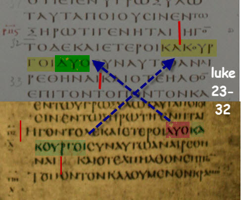 Vatican vs Alexandrian — Luke 23:32 word order comparison