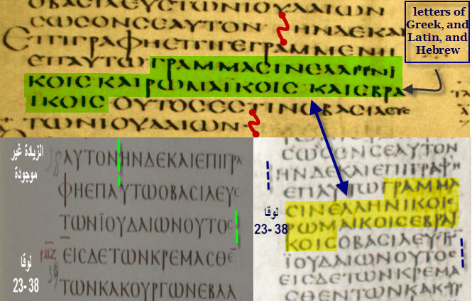 Codex comparison — Luke 23:38 harmonization point