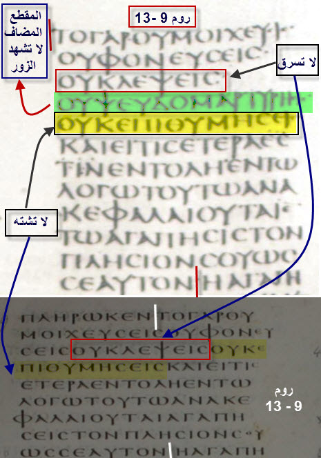 Sinaiticus vs Vatican — Romans 13:9 harmonization comparison