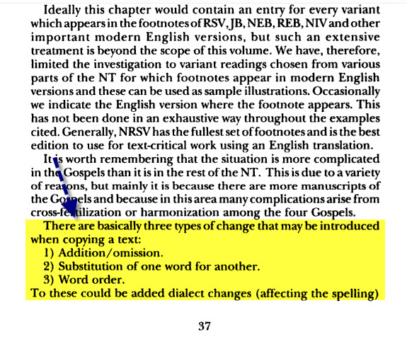 James Elliott — three types of manuscript variants