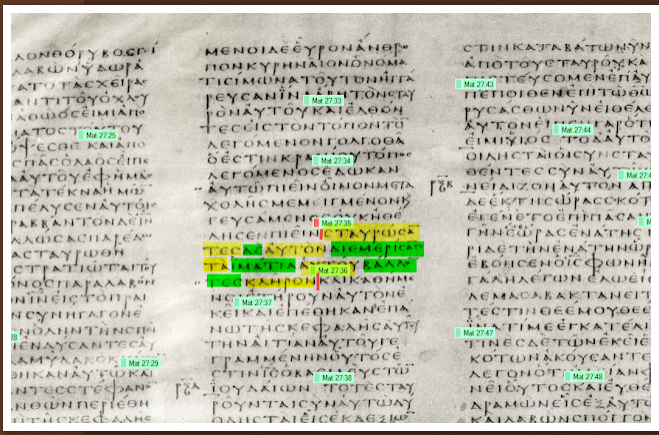 Codex Vaticanus — Matthew 27:35 without the addition, 4th-century Vatican manuscript