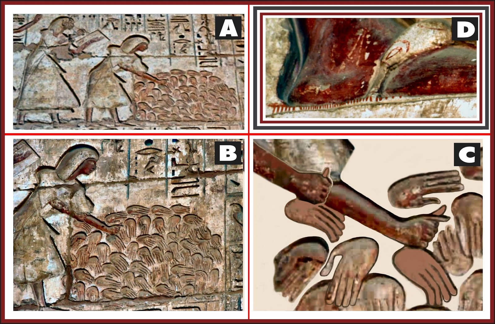 Additional ancient Egyptian mural showing hand amputation at the palm as a documented practice in Pharaonic Egypt