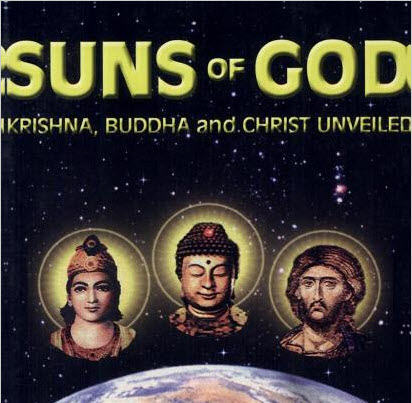 Comparative image — the solar halos of Krishna, Buddha, and the Christian Jesus side by side