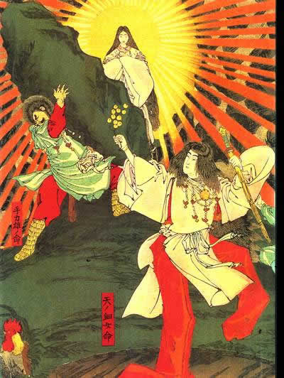 Amaterasu — the Japanese Shinto sun god, appearing from approximately 500 BC